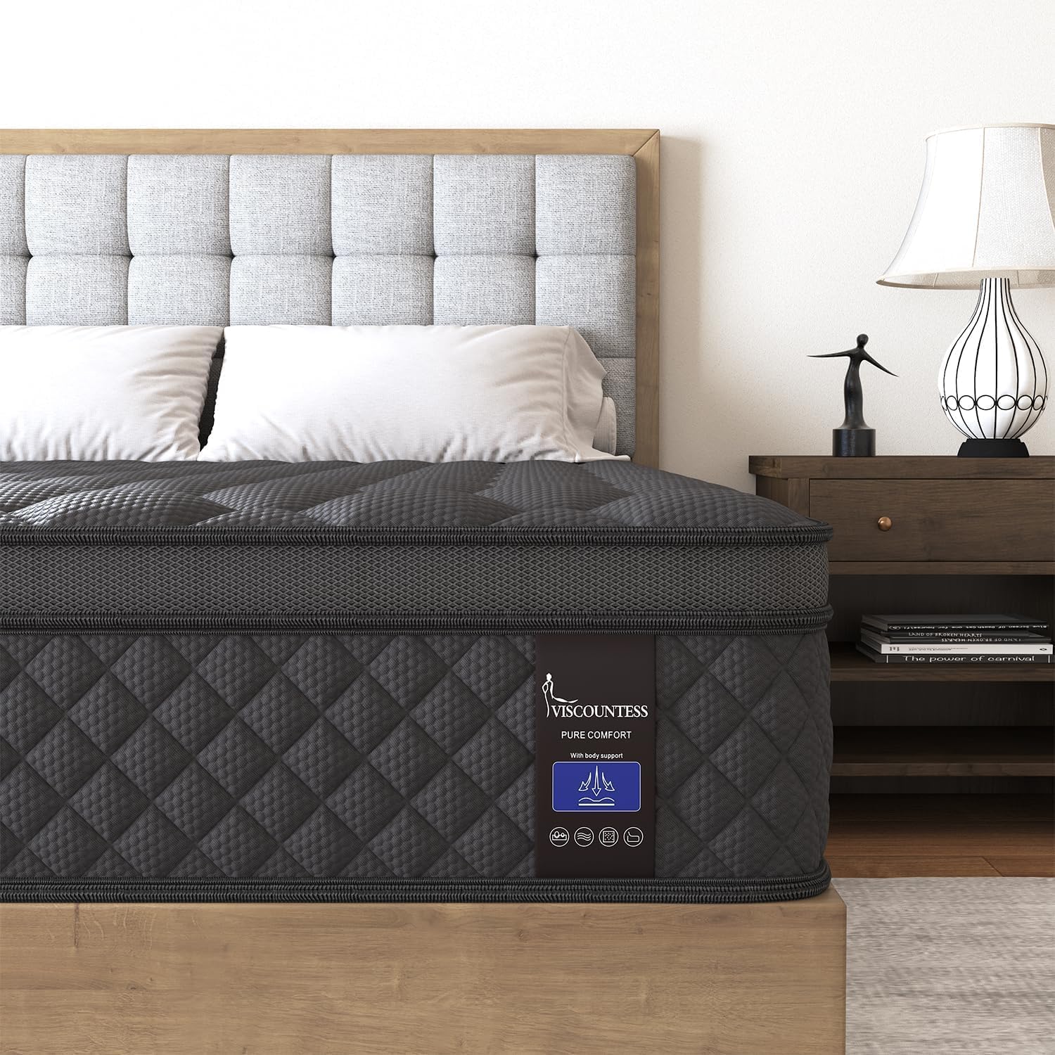 Twin Hybrid Mattress, 12 Inch Medium Mattress Euro Top for Back & Lumbar Support, Individual Pocket Spring Bed for Motion Isolation & Pressure Relief