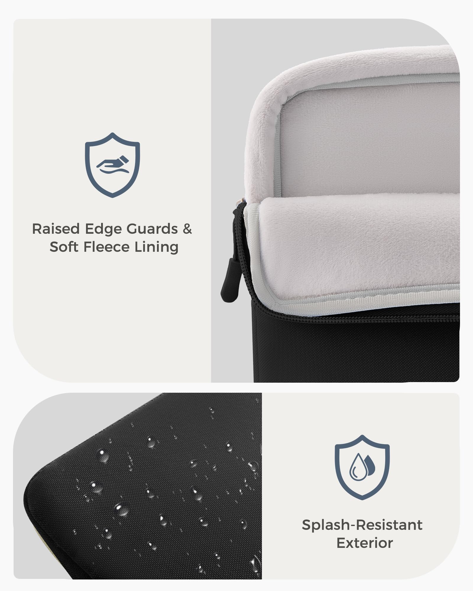 ProCase パソコンケース 13/13.3インチMacBook Air/Pro/Neo 保護スリーブ PCケース インナーバッグ - ブラック | マルチブランド対応, ソフト裏地, 保護スリーブ, 衝撃吸収, 傷防止, 軽量, 出張や通勤