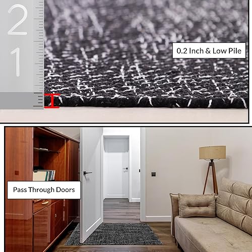 Miniatura 3 de HOMEMONDE Alfombra lavable de 2 x 6 pies, tejida a mano, reversible, moderna, para entrada y pasillo, color blanco y negro