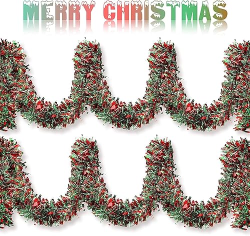 Miniatura 6 de Guirnalda de oropel de Navidad, guirnalda metálica de oropel con purpurina, guirnalda colgante para árbol de Navidad, decoración para interiores y