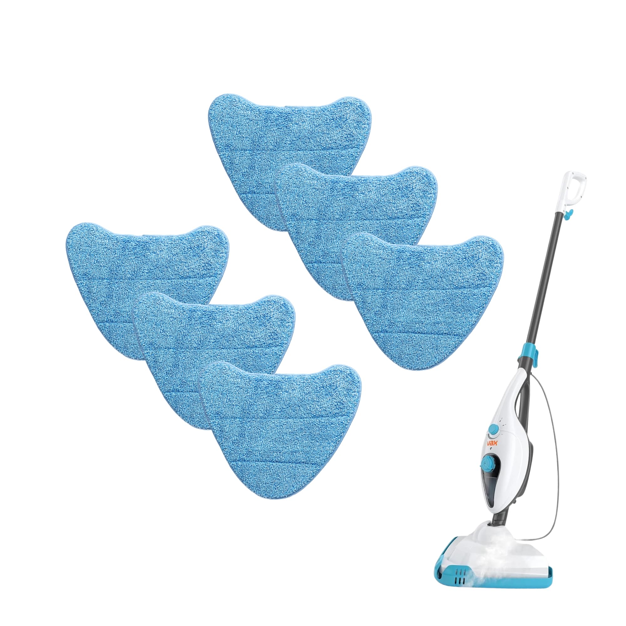 Finest-Filters Blue, White Compatible Steam Mop Pads For Vax (6 Pack) – Microfibre Triangle Replacement Cleaning Pads Compatible With S2, S3, S5, S6, S7, S84, S85, S86 Series