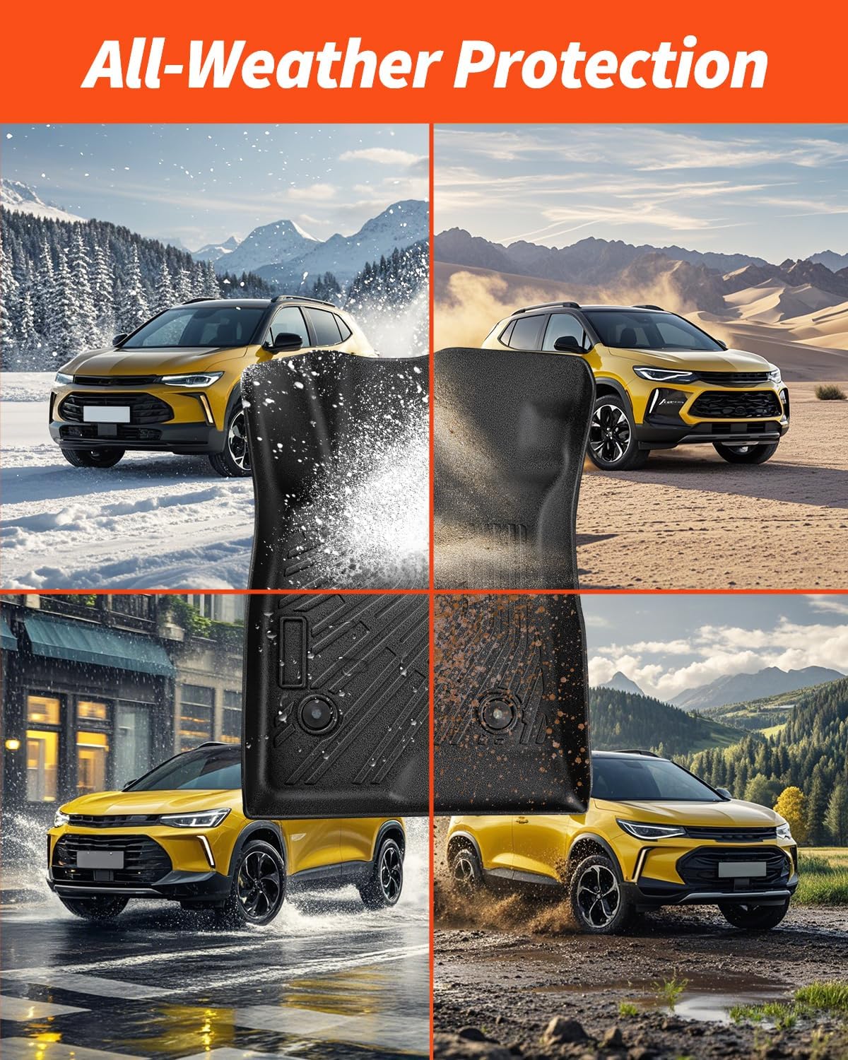 for Chevy Trax Floor Mats 2026 2025 2024 | Full Set All-Weather Cargo Liner Trunk Backrest Mat for Chevrolet Trax | Front Rear Car Rubber Carpet Interior Accessories for Buick Envista | 6 Pcs - Image 6