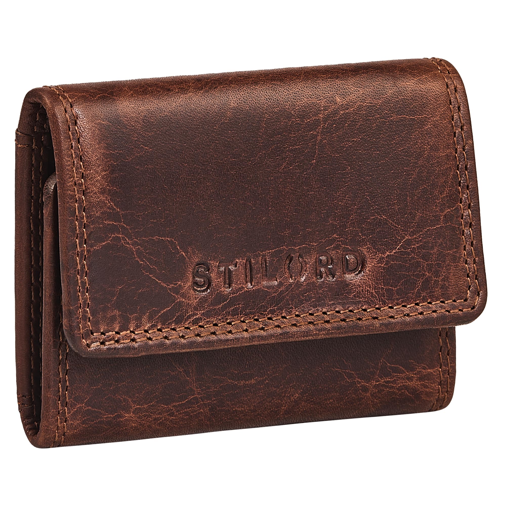 STILORD Beckett Mini Portamonete RFID Porta Carte di Credito in Vera Pelle Blocco NFC RFID Portafoglio Piccolo e Sottile Porta Tessere Badge Colore:kara - cognac
