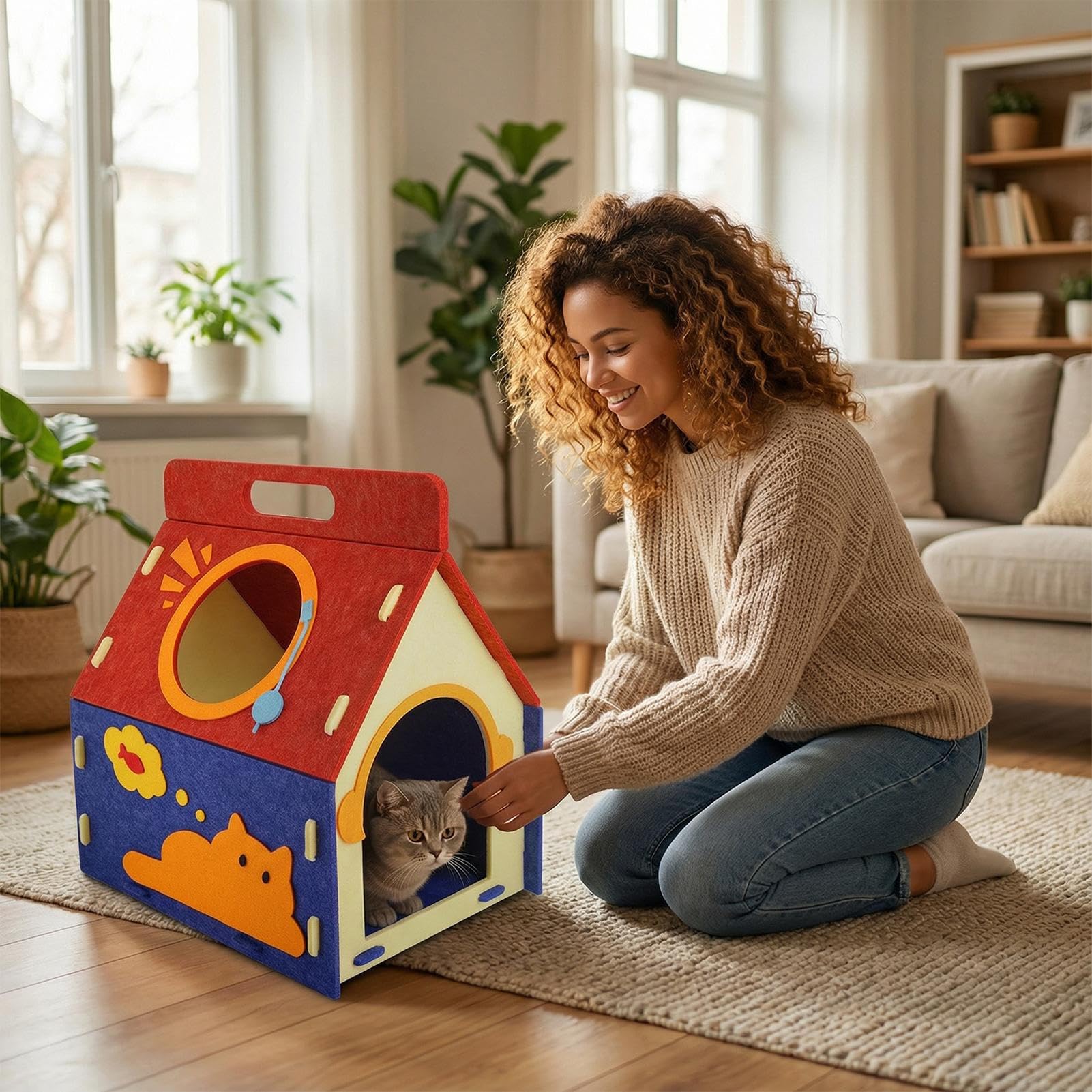 Cuccia Chiusa Adatta A Gatti Cuccia Chiusa per Animali Domestici | Moderno Con Forma Di Tana Per Piccoli Animali Per Cuccioli Gatti e Cani per Interni Casa Soggiorno Inverno