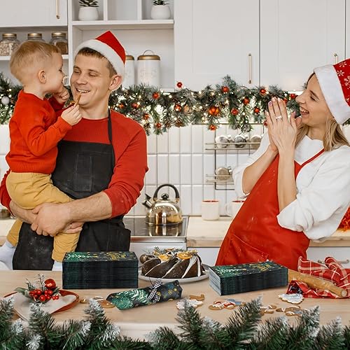 Miniatura 5 de Cholemy 200 servilletas de papel desechables de 2 capas para invitados, baño, servilletas de papel decorativas de Navidad para invierno, fiestas de