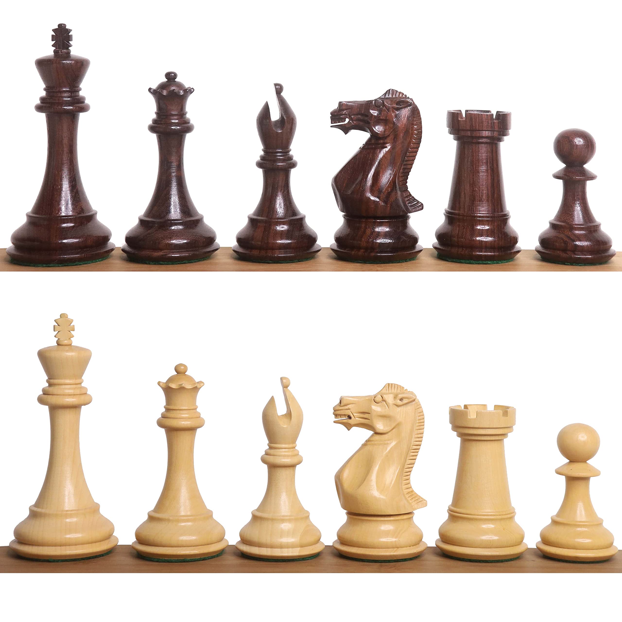 RoyalChessMall - Set di pezzi di scacchi eleganti da 10,2 cm, in legno di rosa a triplo peso