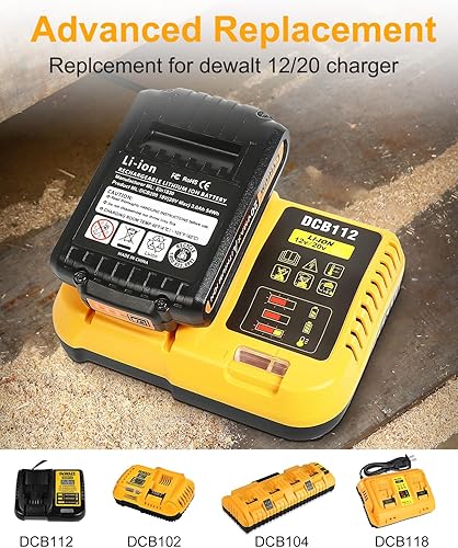 Miniatura 2 de 3.0Ah Replacement for Dewalt Battery 20V 2Pack and Charger Compatible with DCB102 DCB104 DCB118 DCB115 DCB206 DCB204(Orange)