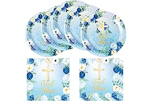 God Bless Cross Plates Baptism Church Party Decorations 40pcs