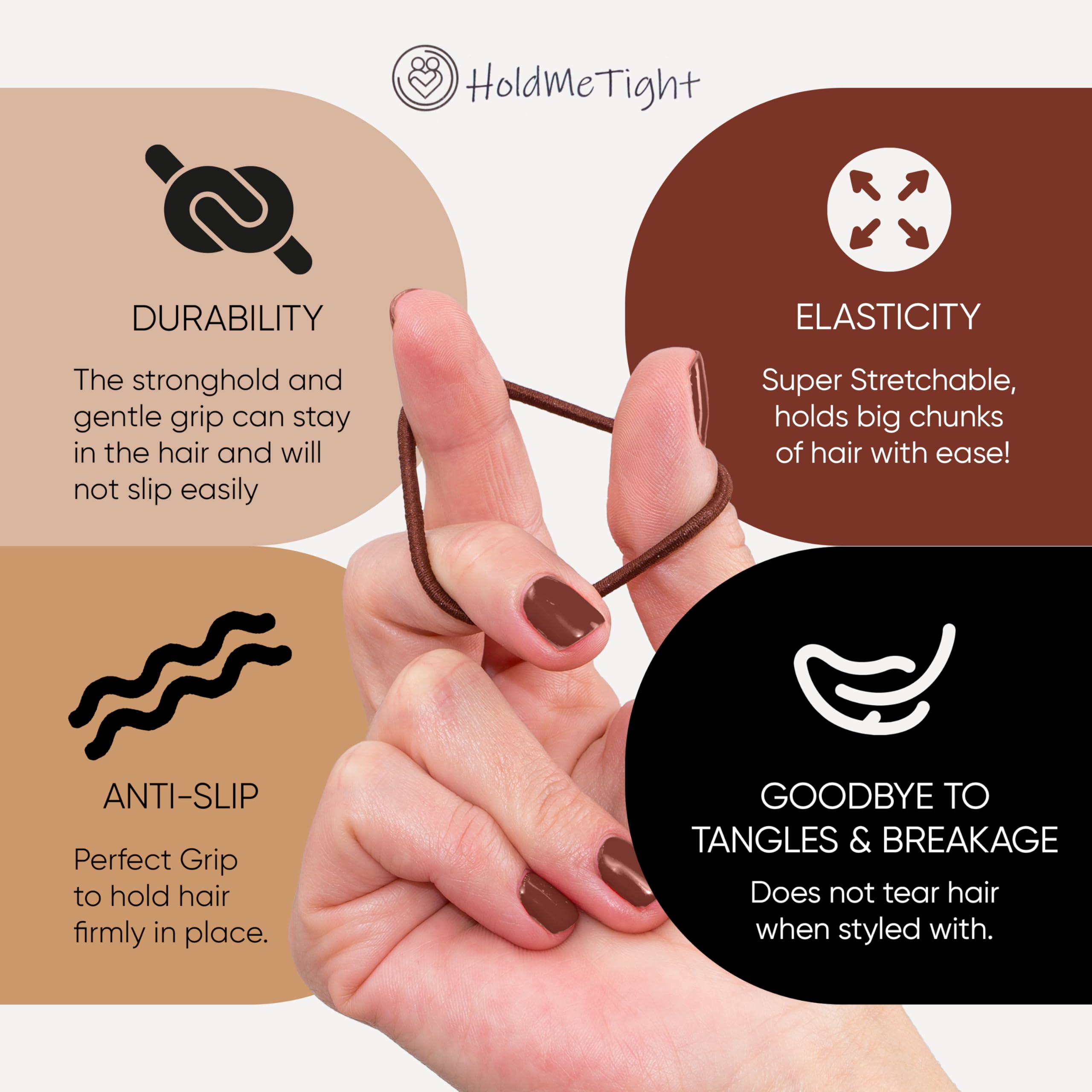 Hold Me Tight Hair Bands For Women 4mm Thick Elastic Bobbles 80pcs Snag Free Hairbands For Girls and Ladies - Image 3