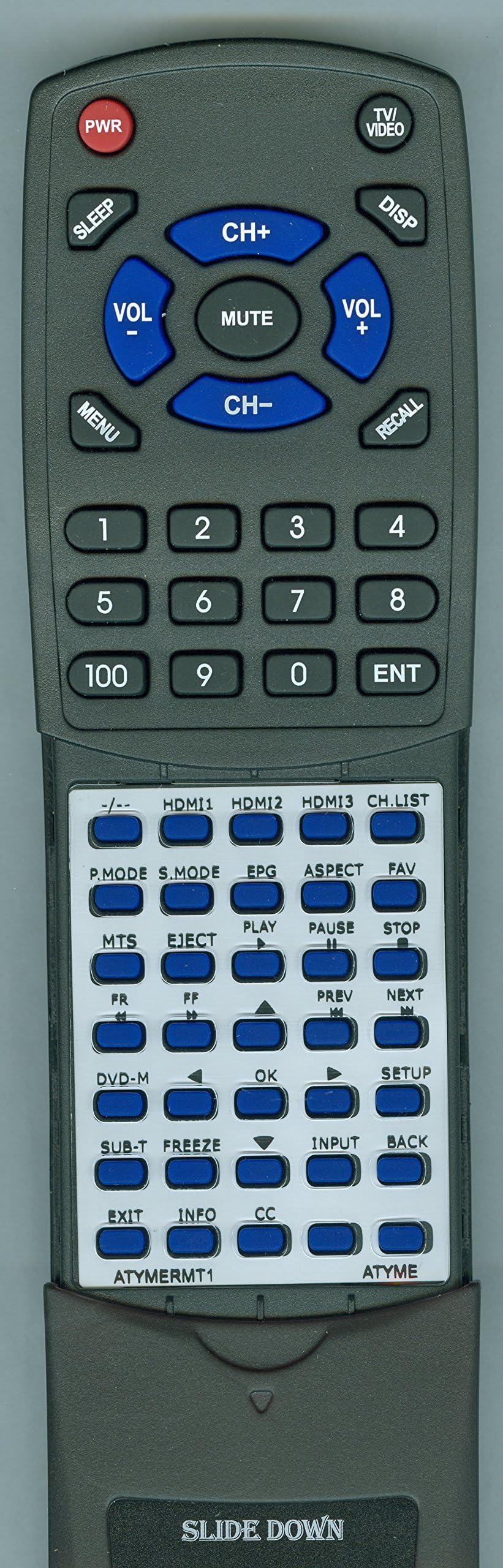 Replacement Remote for Atyme 320AM5DVD, 320AM5HD, 320PM5HD, 395AM7HD, 395AM7DVD, 400AM7DVD, 400AM7HD, 400PM7HD, 416AM7DVD, 416AM7HD, 430AM7UD, 480AM7HD, 490AM7HD