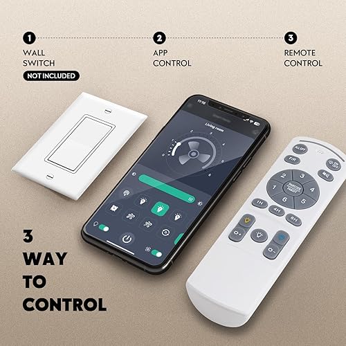 Miniatura 8 de Ventilador de techo retráctil de 28 pulgadas con control remoto de luz, regulable de 6 velocidades reversibles, accesorios de techo pequeños,