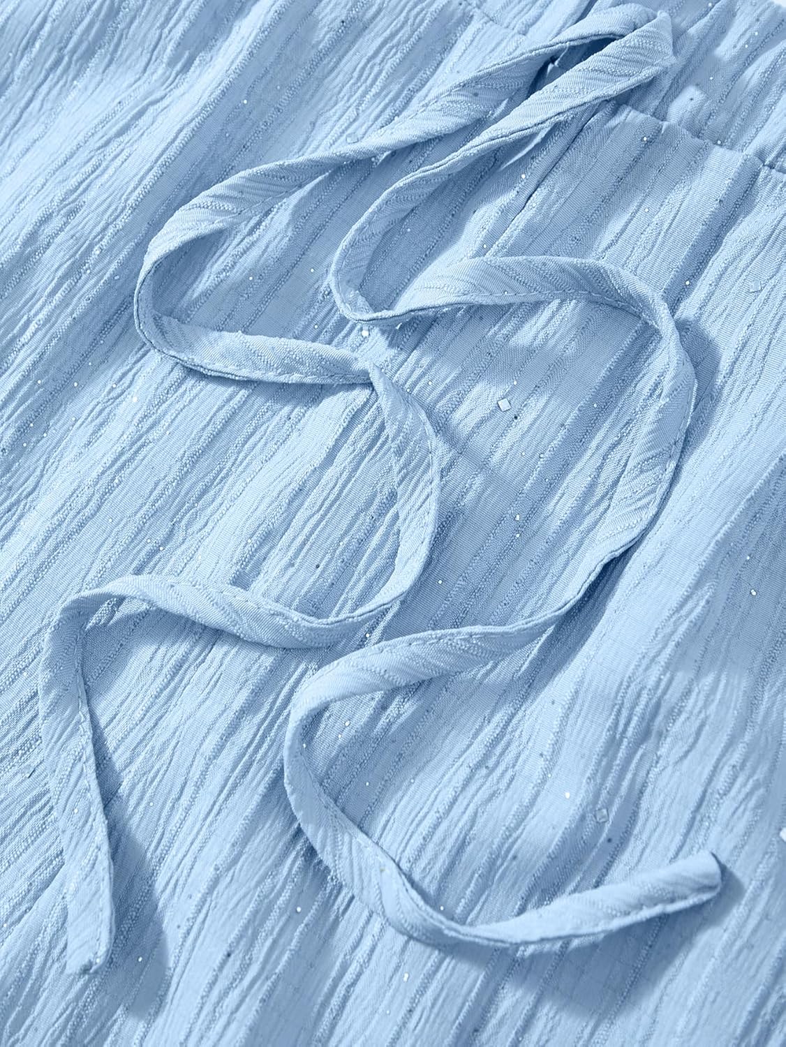 Women's 2 Piece Casual Outfits Glitter Button Down Long Sleeve Shirt and Mini Shorts Matching Sets - Image 5