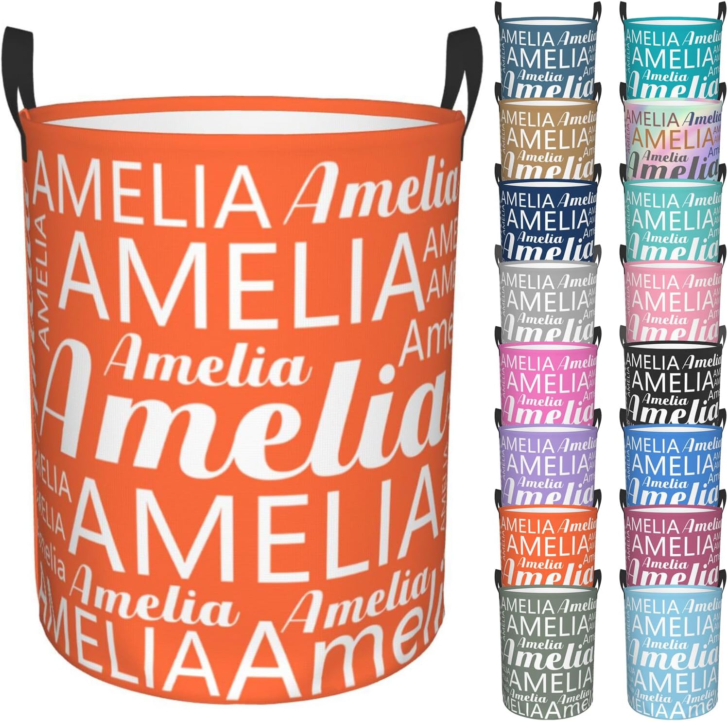 Personalized Laundry Basket Custom Name Laundry Hamper Dirty Clothes Storage Basket with Handles For Boys Girls Women Men