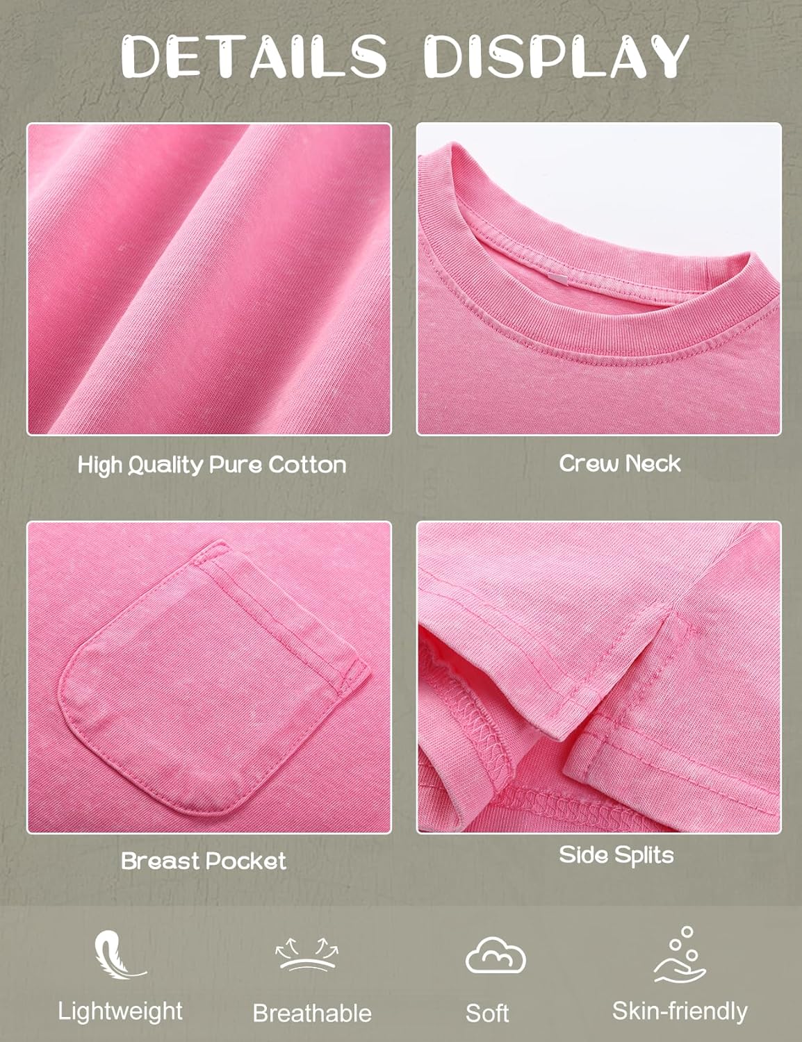 COZYPOIN 3 Pack Unisex Boys Girls T-Shirts Kids Short Sleeve Crewneck Acid Washed Tee Shirts Summer Tops 3-16Y - Image 7