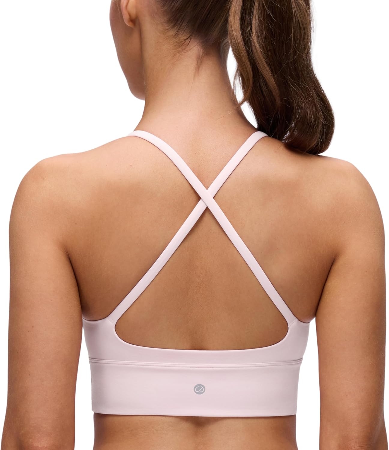 CRZ YOGA Butterluxe V Neck Longline Sports Bras for Women – Padded Spaghetti Straps Cross Back Yoga Crop Top