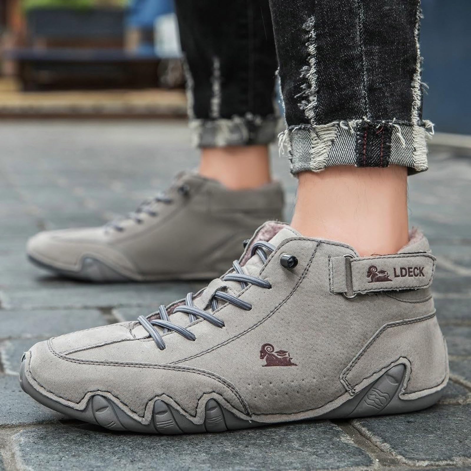 Schneeschuhe Herren Wandern, Damen und Bequeme rutschfeste Winter Barfußschuhe aus echtem Leder Outdoor Leichte Schuhe Warm Gefütterte Winterschuhe Barfuß Wanderschuhe Schneestiefel