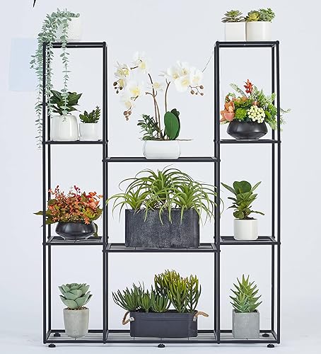 HUSFITLY Soporte de metal para plantas, estante para flores, soporte para múltiples macetas para plantas, organizador de prevención de agua para