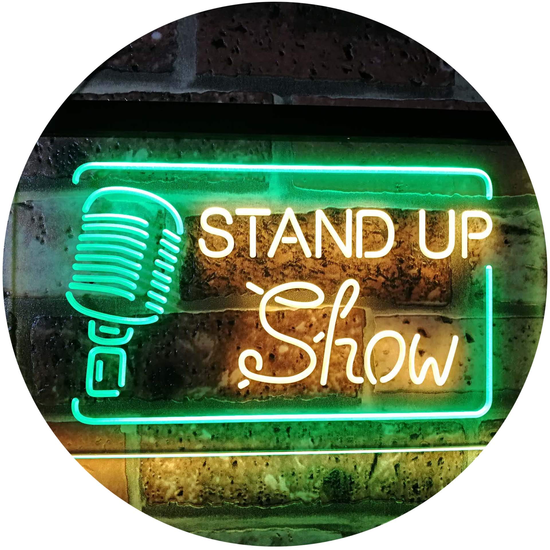 ADVPRO Stand-up Comedy Show Live Dual Color LED Barlicht Neonlicht Lichtwerbung Neon Sign Grün & Gelb 400 x 300mm st6s43-i3097-gy