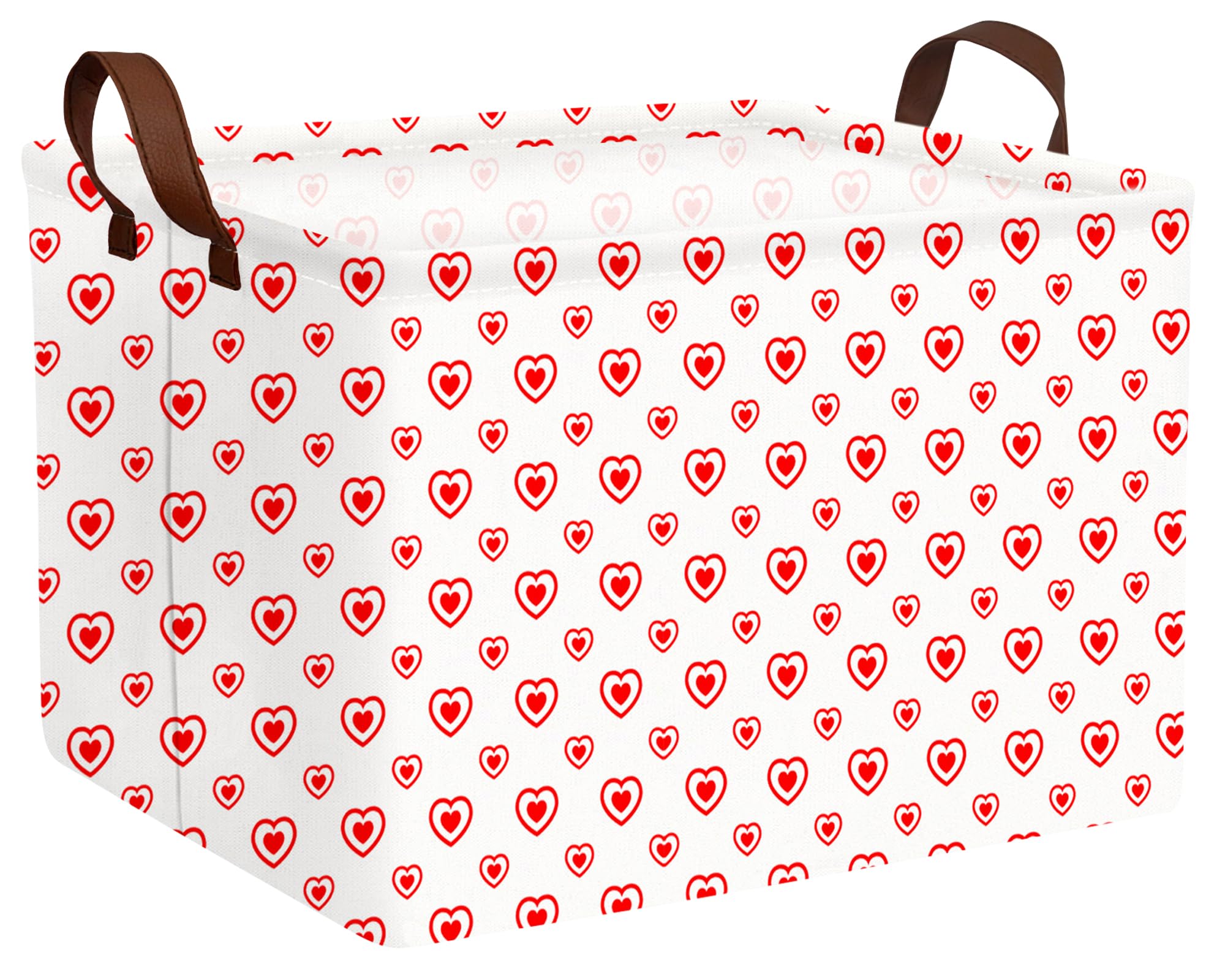 Large Valentine's Day Basket Heart Shaped Storage Bin for Gifts Collapsible Organizer Room Decor (Small Hollow Love)