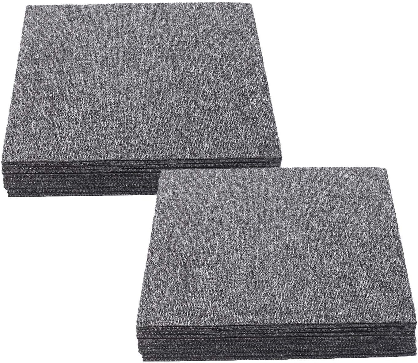 Nisorpa Commercial Carpet Squares 40 Pack Bitumen Rubber Backed Indoor Carpet Tiles 20x20 inch Washable Carpet Flooring Home Office Basement - - 