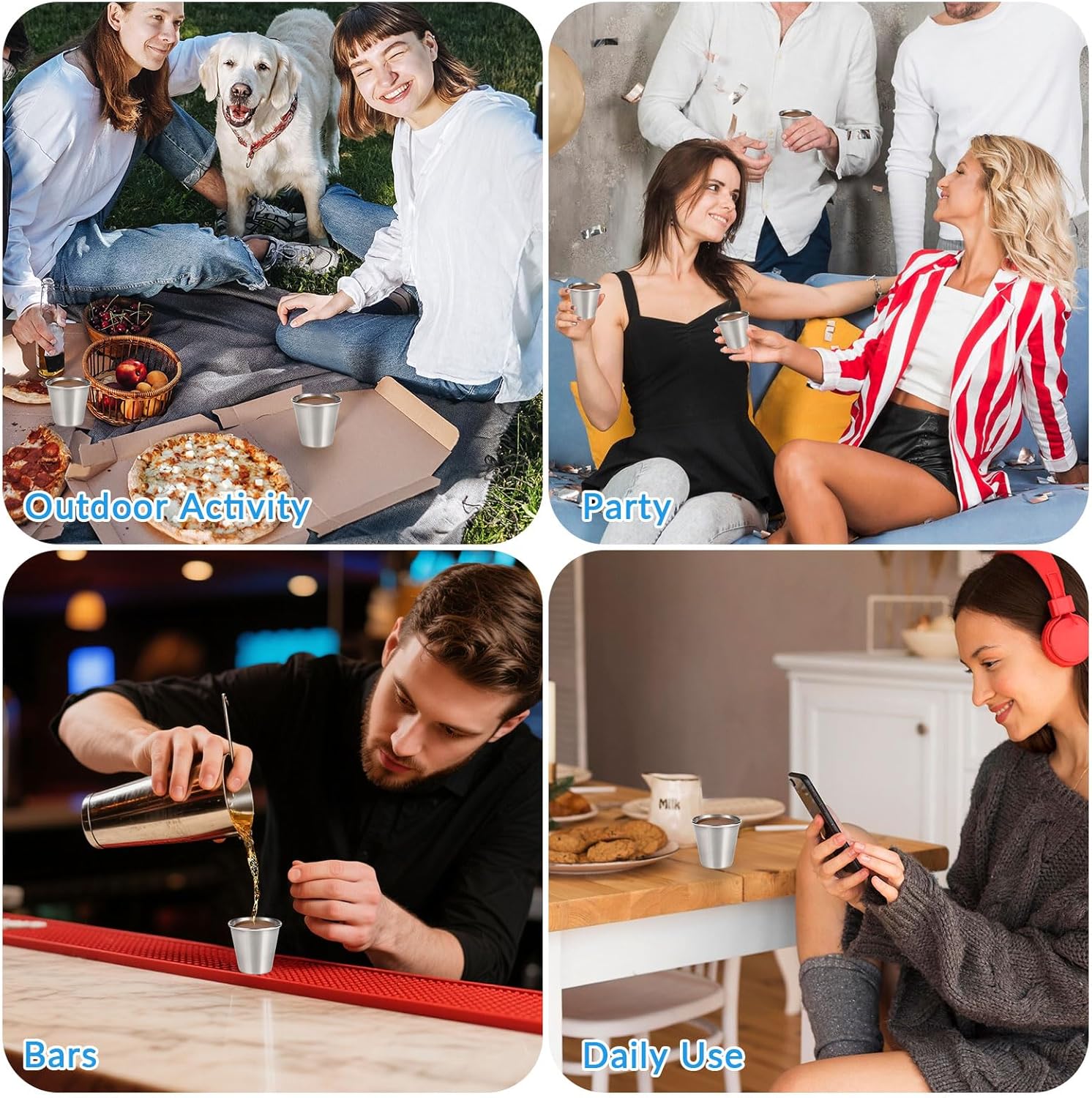 Metal Shot Glasses, 12 Pcs 1 oz Stainless Steel Liquor Glasses, Espresso Cups, Whiskey Glasses, Wine Glasses, Portable Drinkware for Bar, Home, Restaurant & Travel (30ml) - Image 7