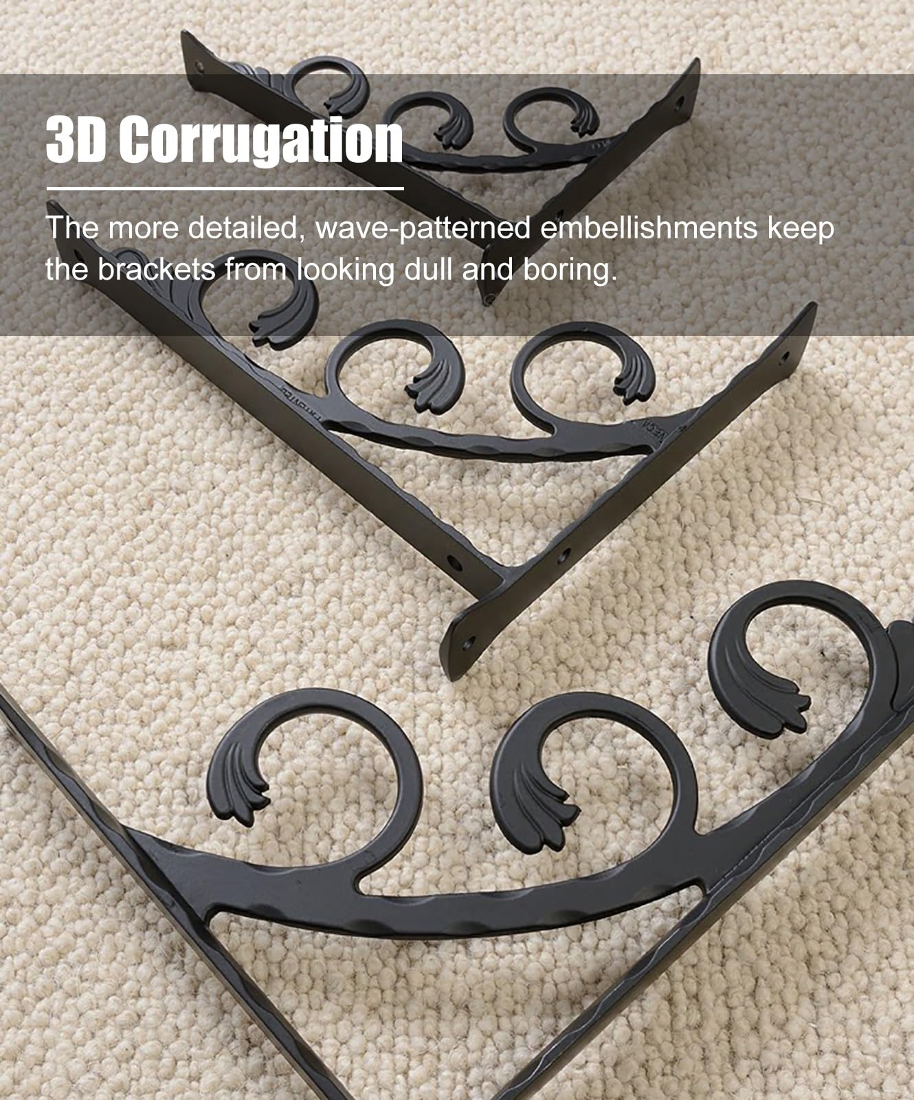Escuadras para Estanterias 4 Soportes Decorativos de Aluminio para Estantes | Soporte Ornamental en Forma de L para Estanterías, Soporte Metálico Rústico de Esquina para Montaje en Pared