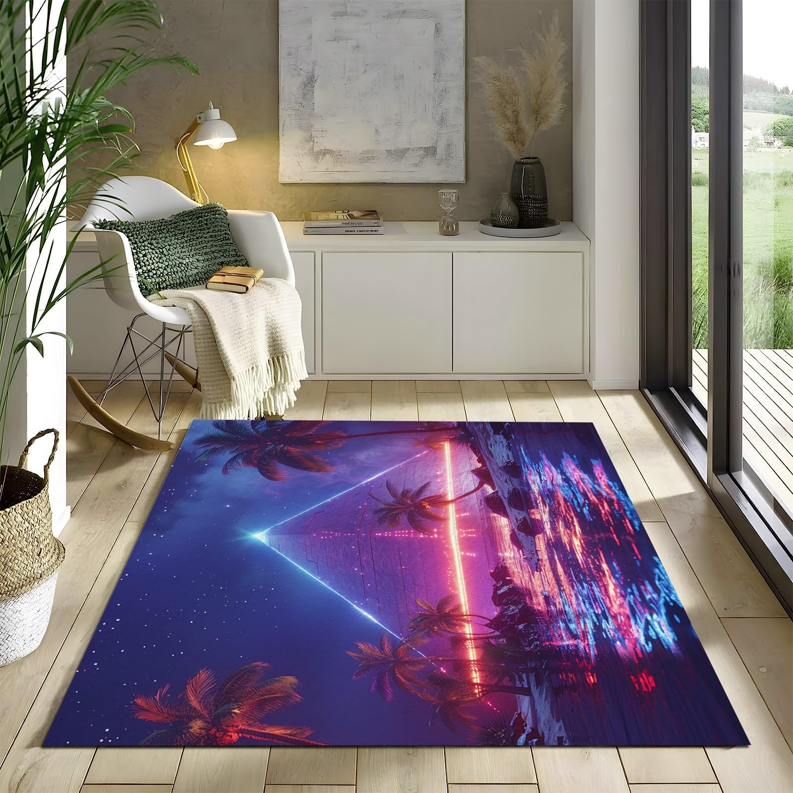 Tappeto Camera da Letto 140 x 200 cm Piramide di costruzione del gioco Tappeto Salotto Antiscivolo per Soggiorno Camera da Letto Cameretta, Moderno Tappeto Lavabile in Lavatrice