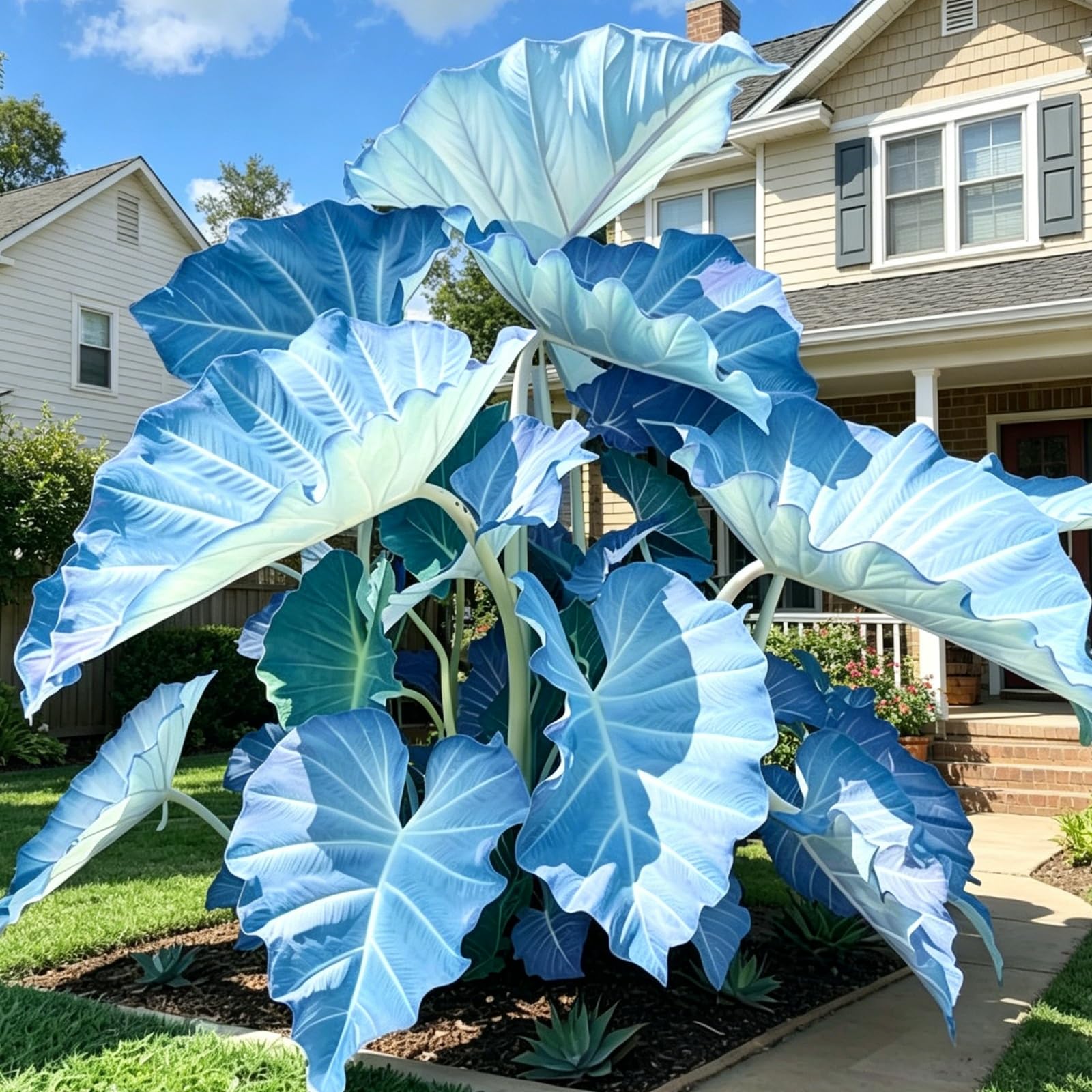 Giant Elephant Ear Bulbs for Planting-Hardy Perennial,Excellent Display,Large Foliage,Tropical Decor for Outdoor Gardens-4bulbs-G