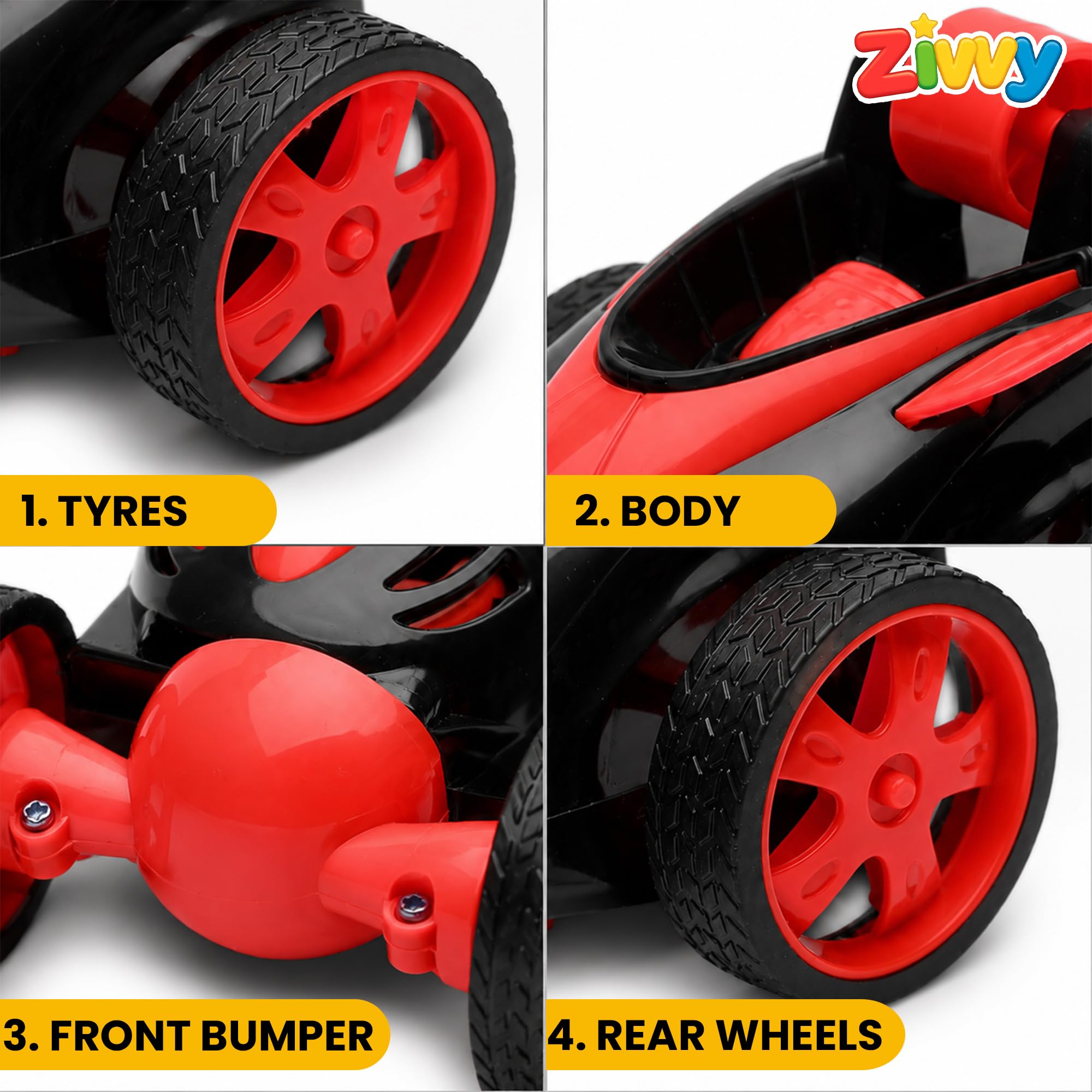 Red Stunt Car - Remote Control & 360° Spins -4