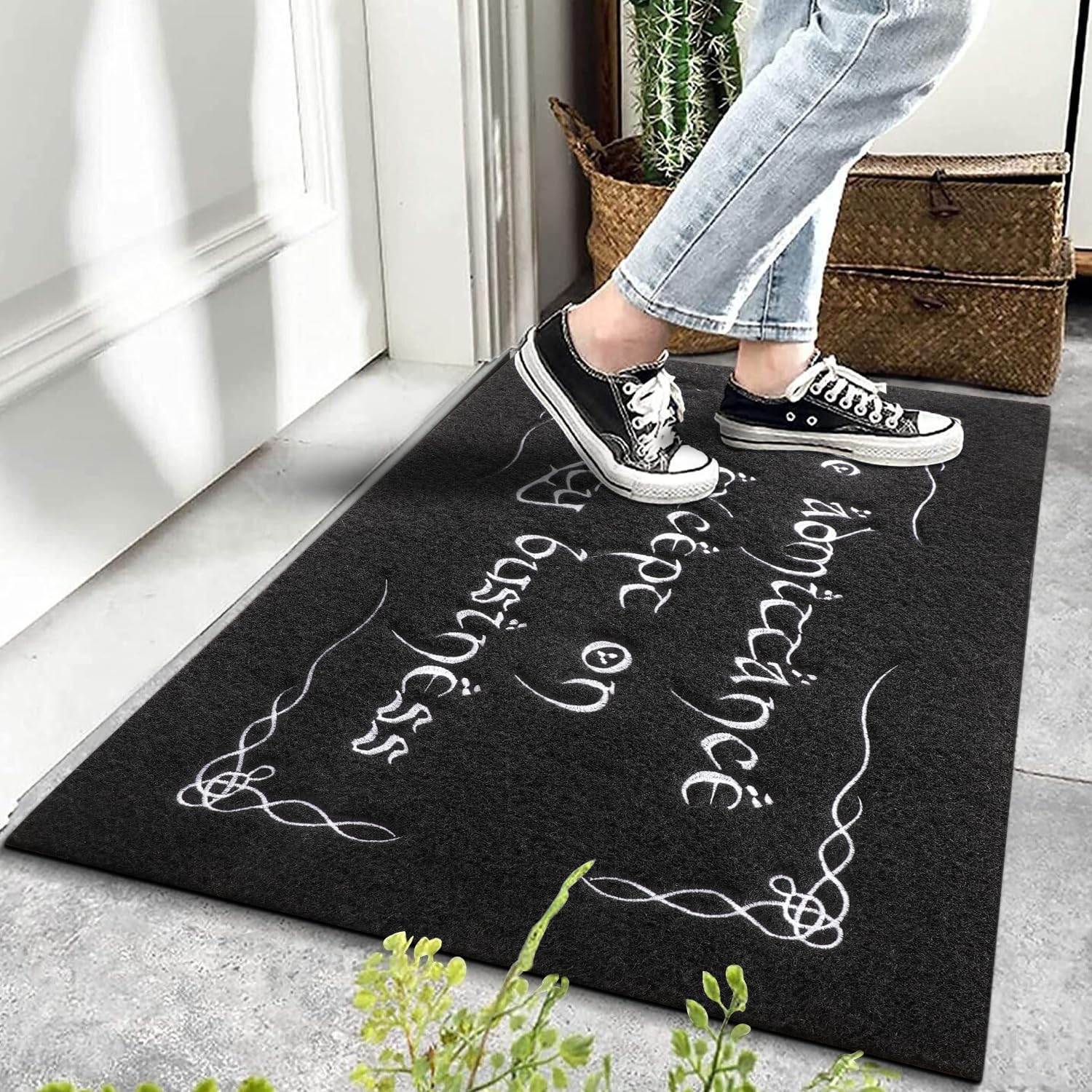 MWAZZLL Large Funny Front Door Mat No Admittance Except On Party Business Welcome Doormat for Entrance Outdoor Indoor Mats with Non Slip Rubber Backing Black 60 x 90 cm - Image 2