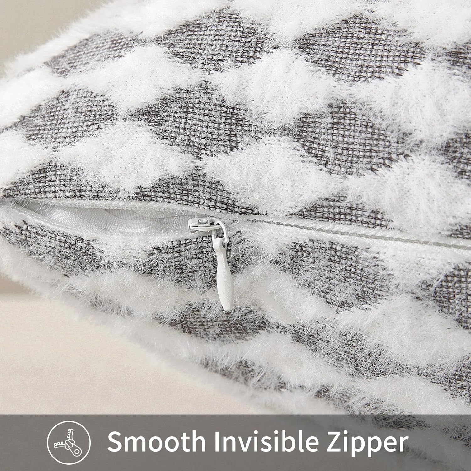 Decorative Throw Pillow Covers 24x24 Inch Set of 2,Boho Diamond Pillowcase for Couch Pillow Covers Home Decor Living Room Bed,Smoky Gray