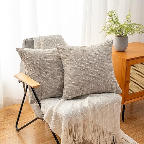 Miniatura 7 de Juego de 2 fundas de almohada decorativas de 18 x 18 pulgadas, fundas de almohada de felpilla suave y sólida para sofá, cama, sala de estar,