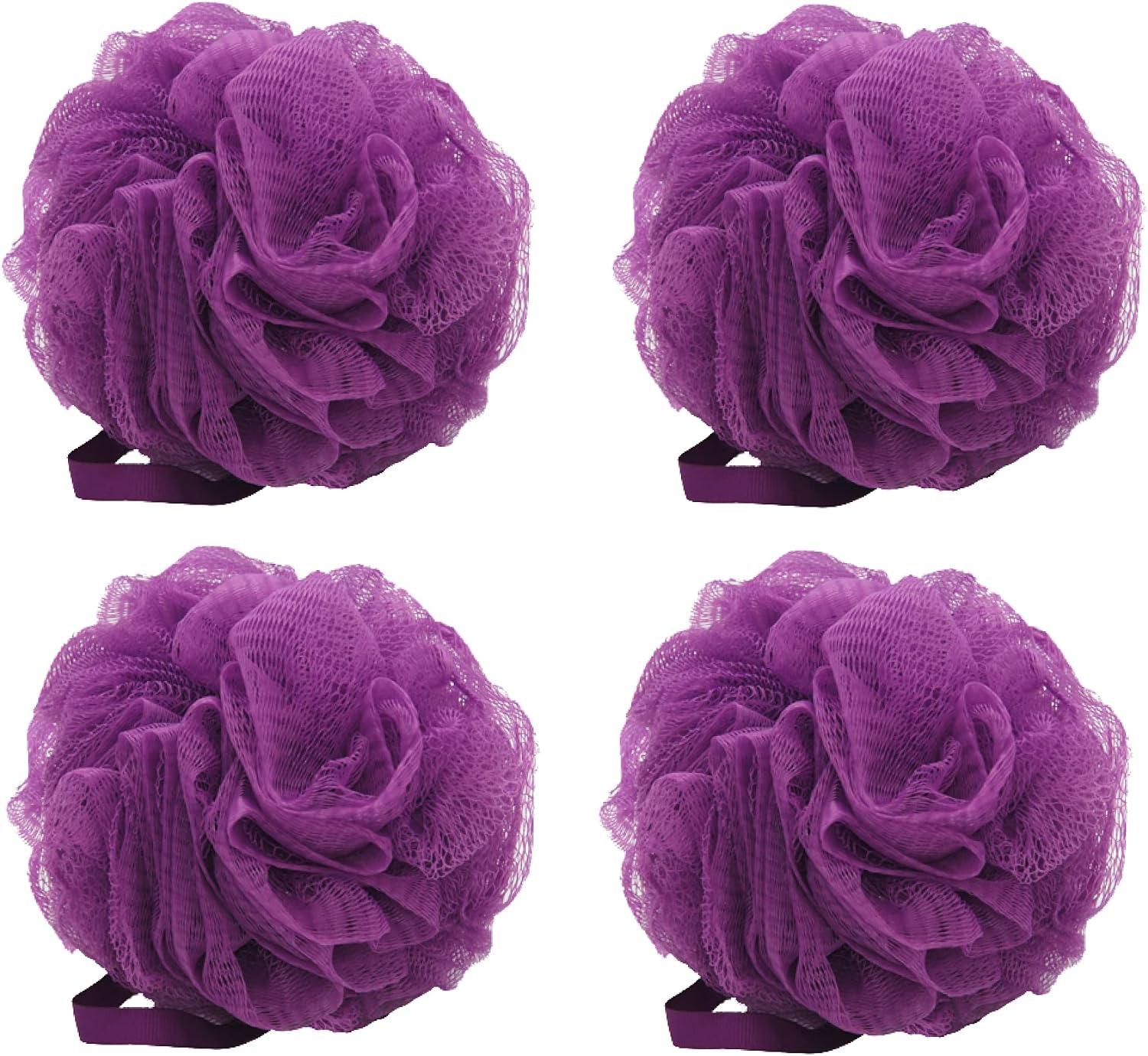 Mesh Pouf Bath Sponge (4 Pack) (Multi-Color)