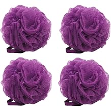 Mesh Pouf Bath Sponge 4 Pack Purple