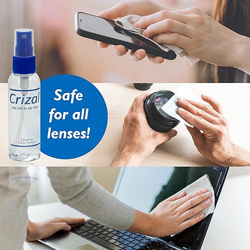 Miniatura 5 de Paquete de limpiador de lentes de anteojos, recomendado por médicos para lentes y revestimiento antirreflectantes, spray Crizal de 2 onzas con paño
