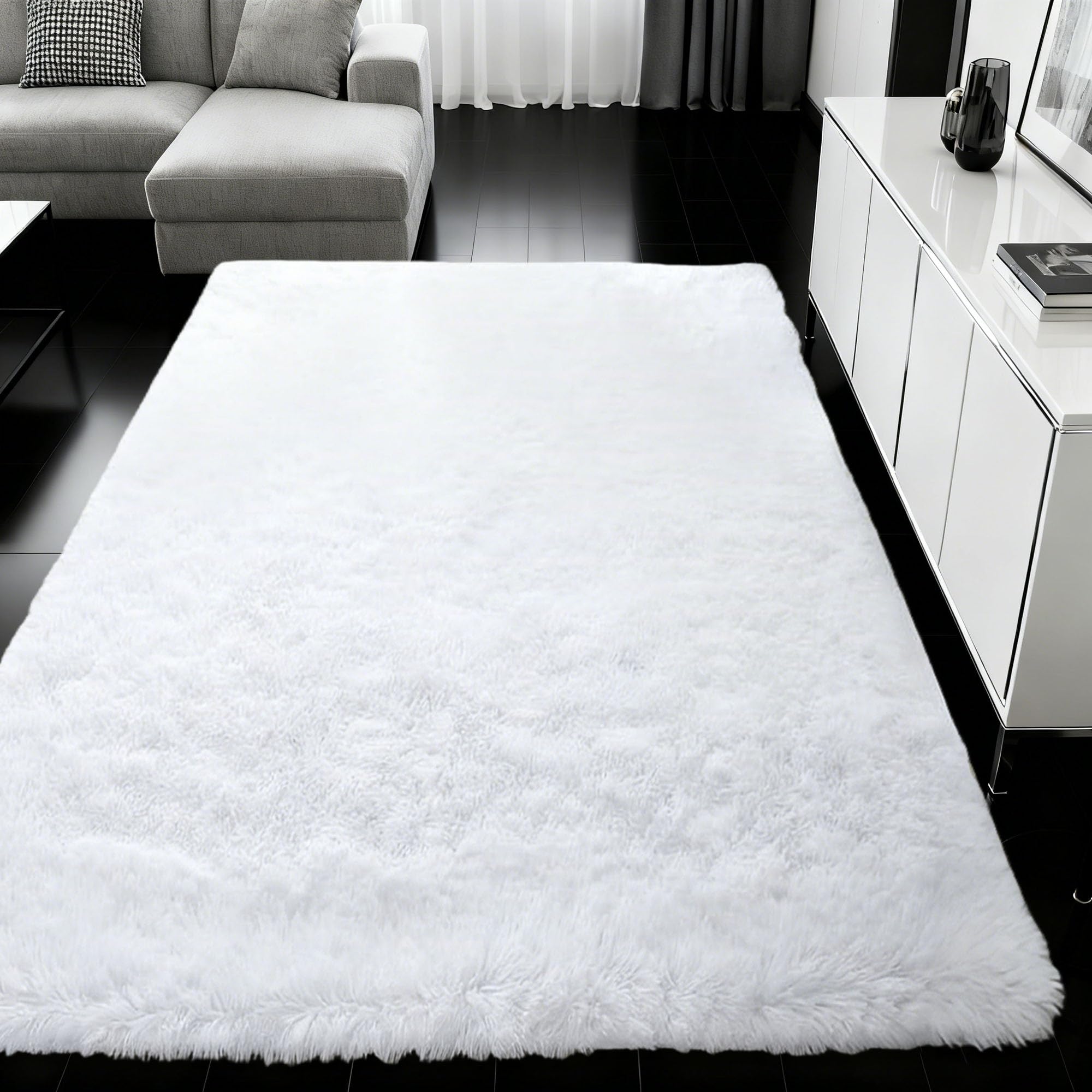 Tapis de chambre à coucher blanc 180x220 pour ambiance cocooning