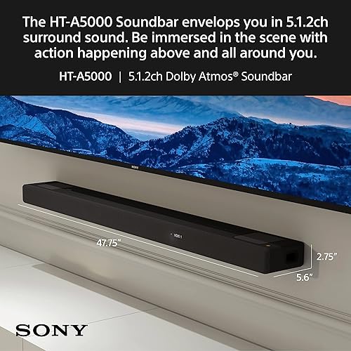Miniatura 17 de Sony HT-A5000 de 5.1.2 canales, barra de sonido Dolby Atmos con sonido envolvente para teatro en casa con DTS:X y mapeo de sonido espacial 360