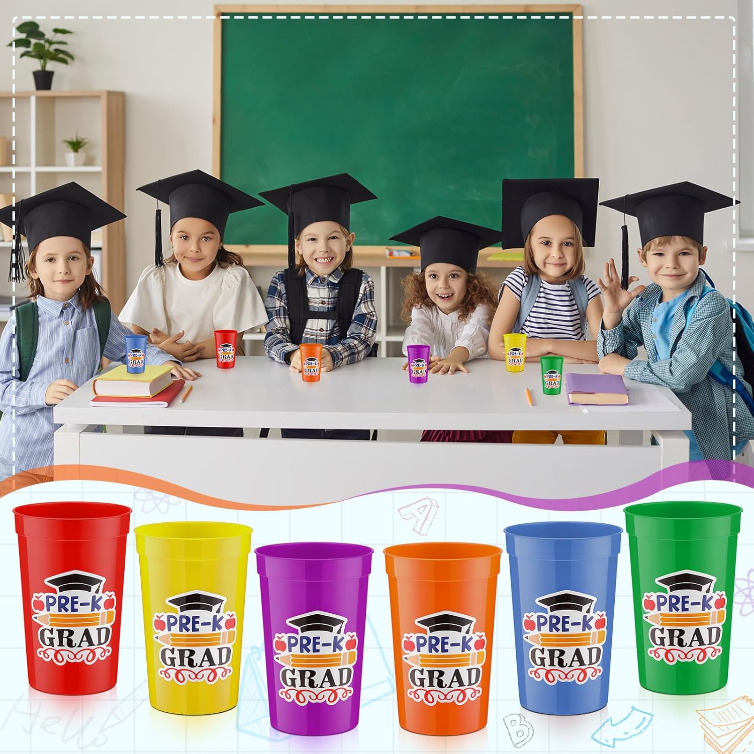 Jingmore 48 Pcs Preschool Graduation Cups 12oz Grad Cups 2026 Disposable Plastic Colorful Party Juice Hot Cold Drinkware for Graduation Party Favors Decorations Supplies