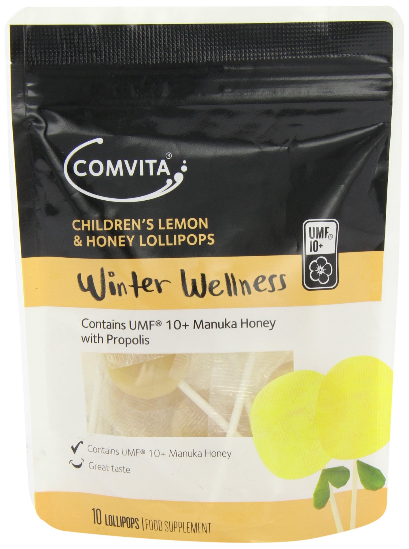 Comvita Winter Wellness Children's Honey & Lemon Lollipops with Manuka