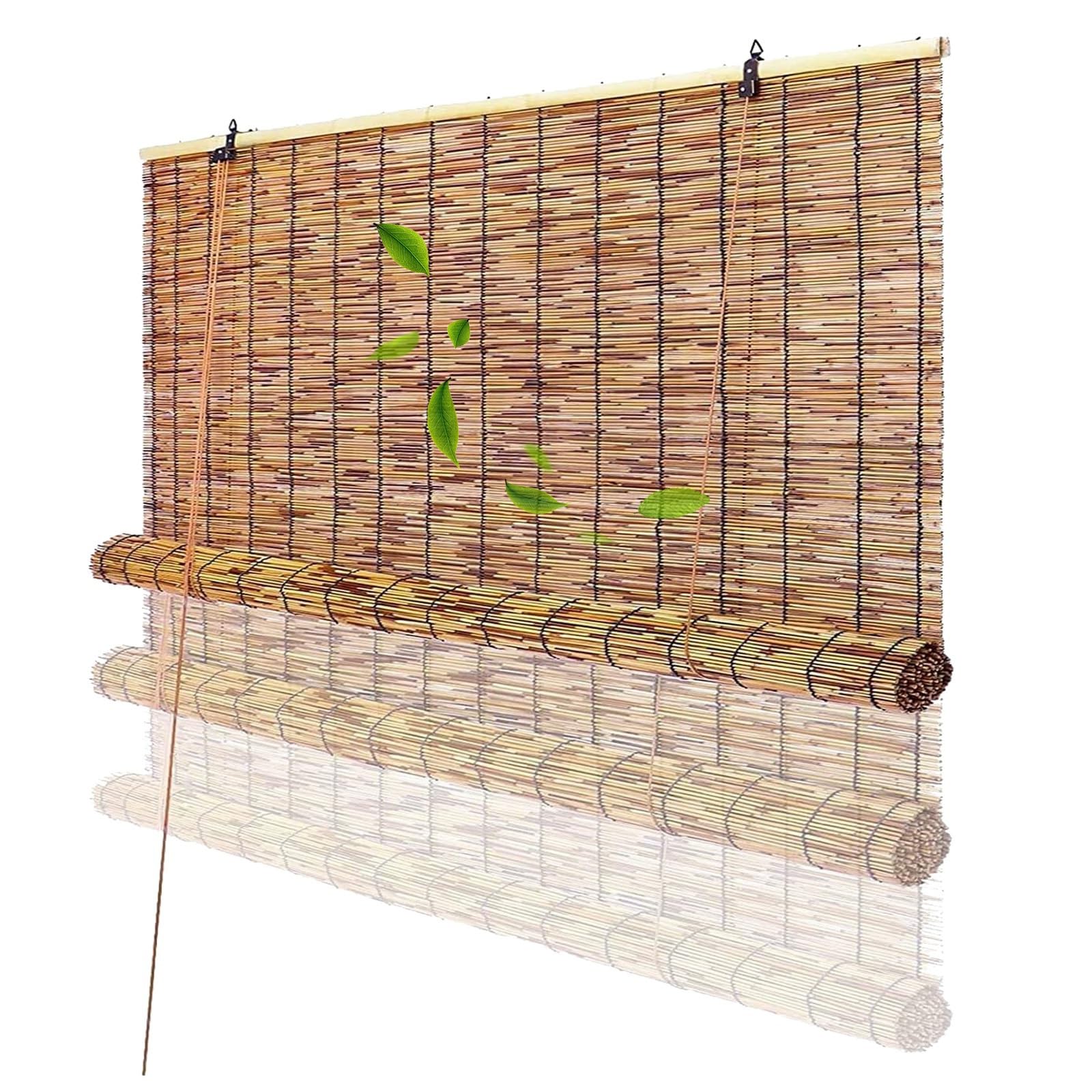 CMJYMX Reed Blinds External 50 60 70 80 90 100 120 150cm Bamboo Roller Shades For Windows/Doorways,Interior/Exterior, Roman Shades - Breathable - Easy To Install(80x140CM/31x55 IN(WxH))