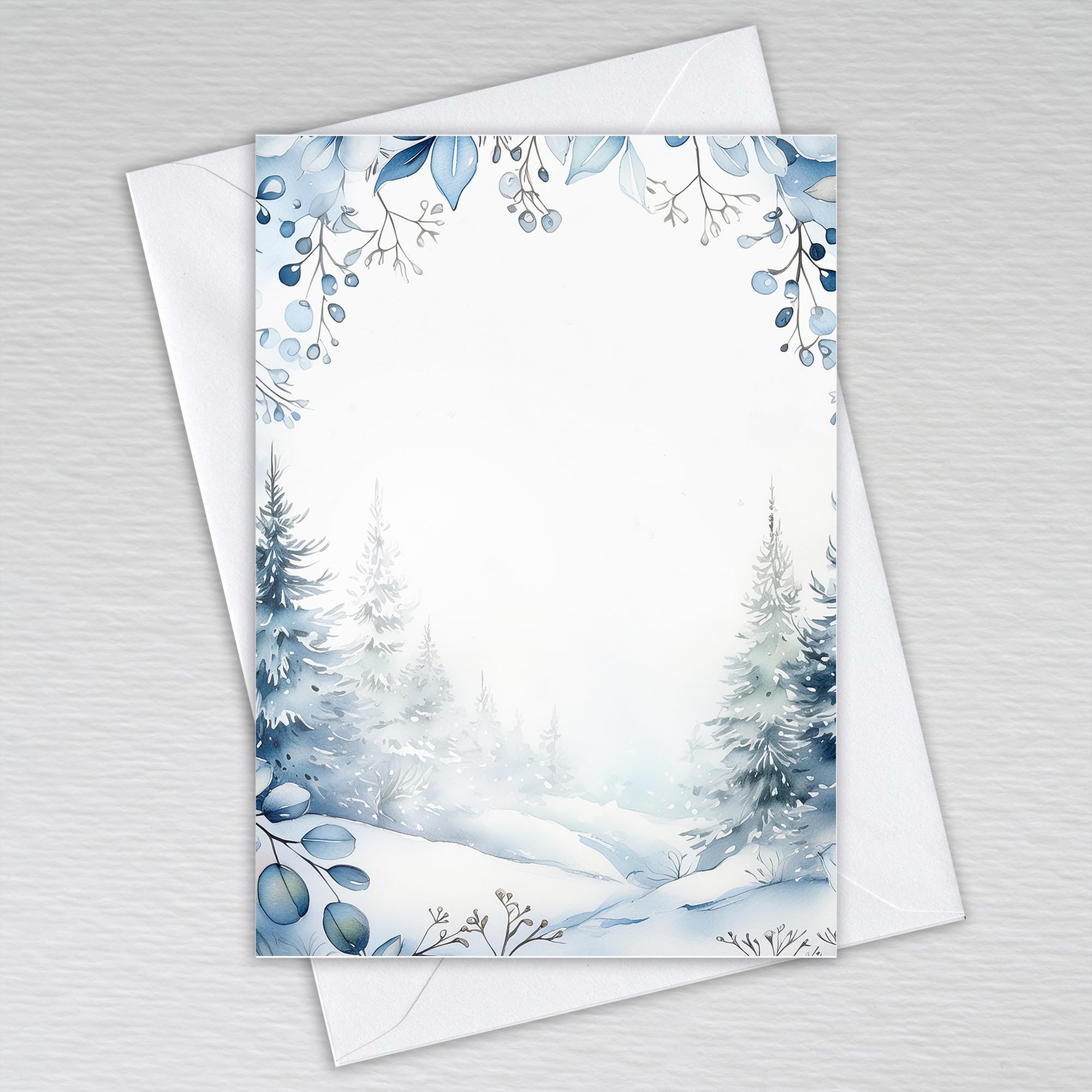Dusty Blue Winter Blank Note Cards with Envelopes/Snowy Forest: Dusty Blue Winter Note Cards (Pack of 50 with Envelopes)