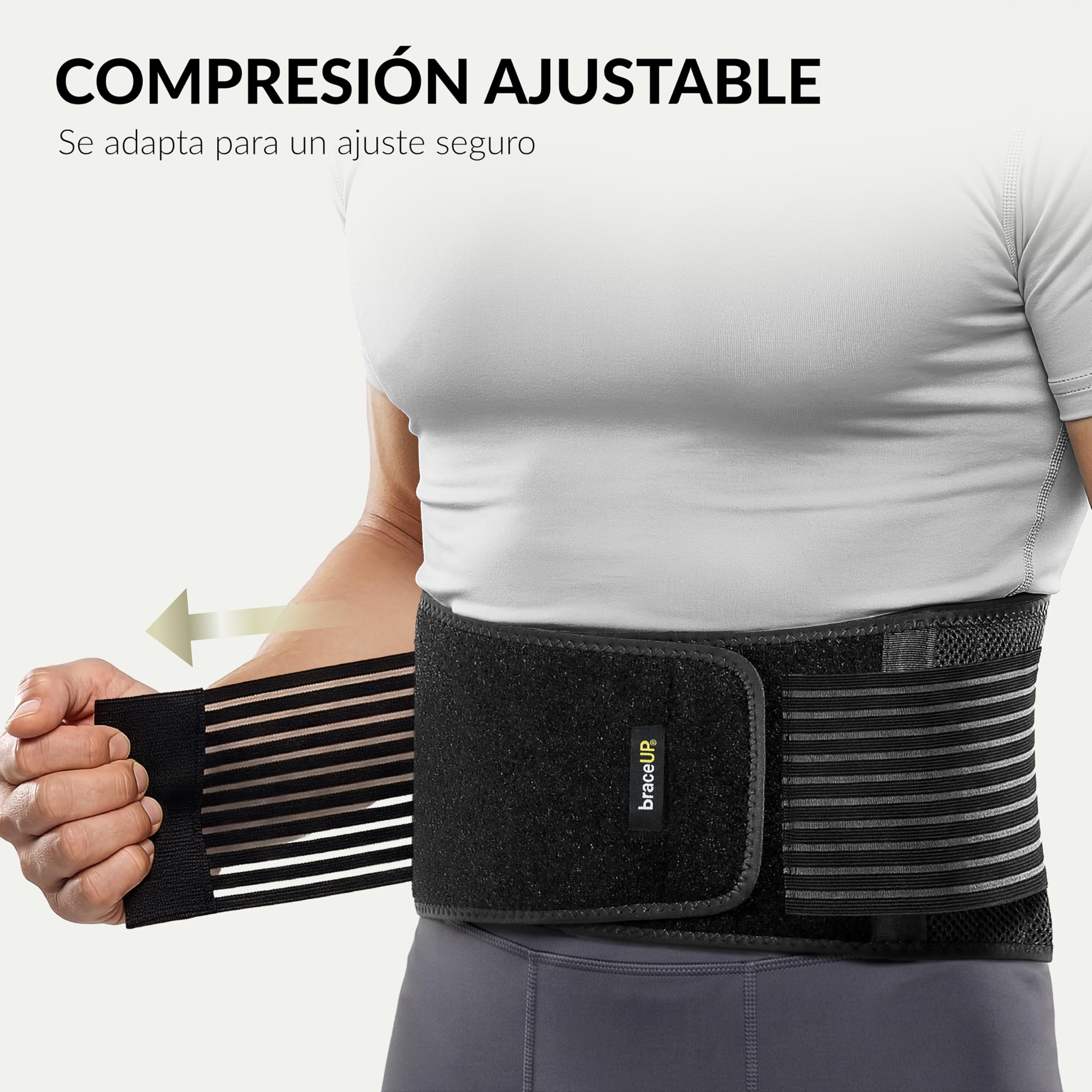 BraceUP Faja Lumbar Hombre y Mujer - Cinturon Lumbar Transpirable para Espalda Inferior, Soporte para Ciática (S/M 70-90 cm)