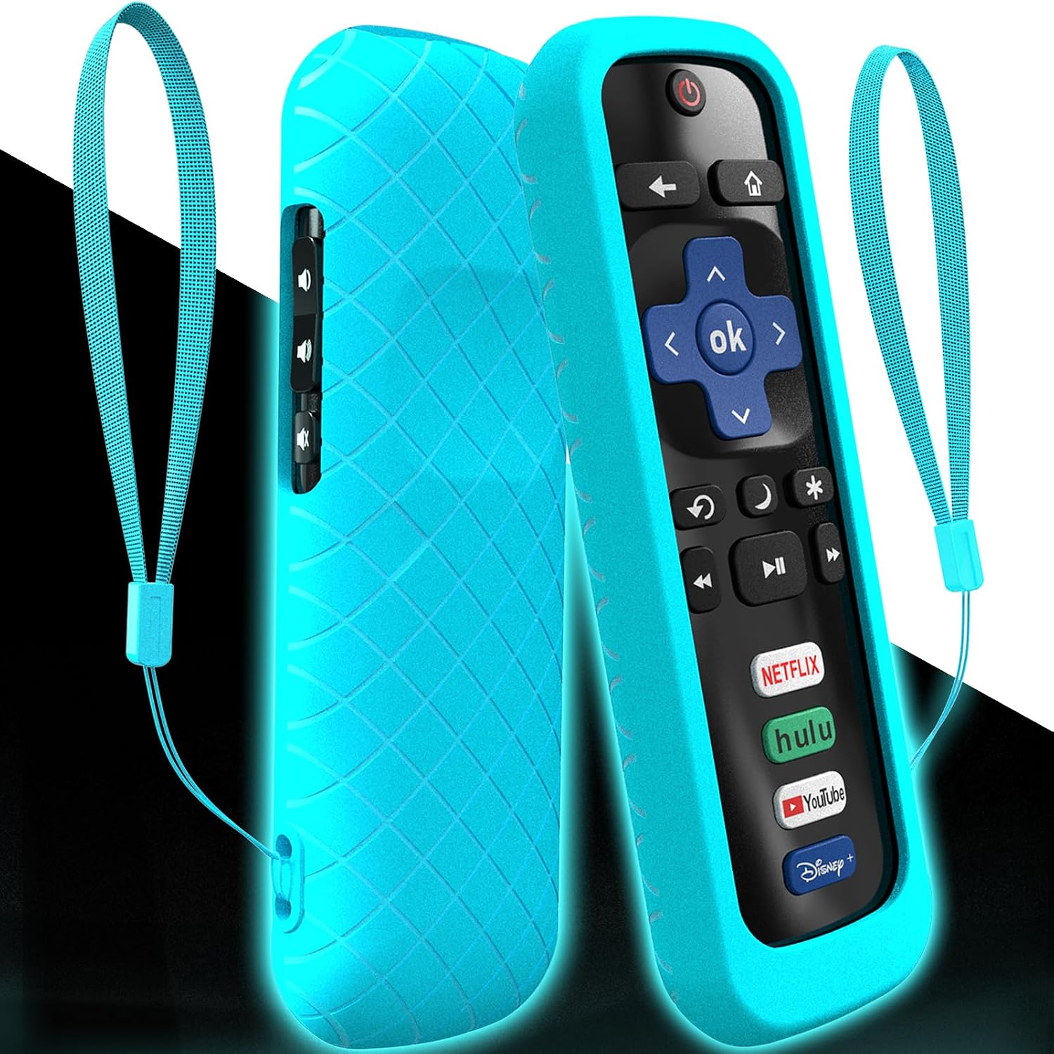 Cover for Roku Stick Remote, Case Compatible with Hisense TV Controller, Silicone Sleeve for TCL Smart TV Control Holder Glow in The Dark Blue