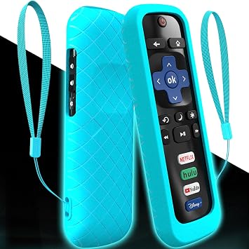 Cover for Roku Stick Remote, Case Compatible with Hisense TV Controller, Silicone Sleeve for TCL Smart TV Control Holder Glow in The Dark Blue