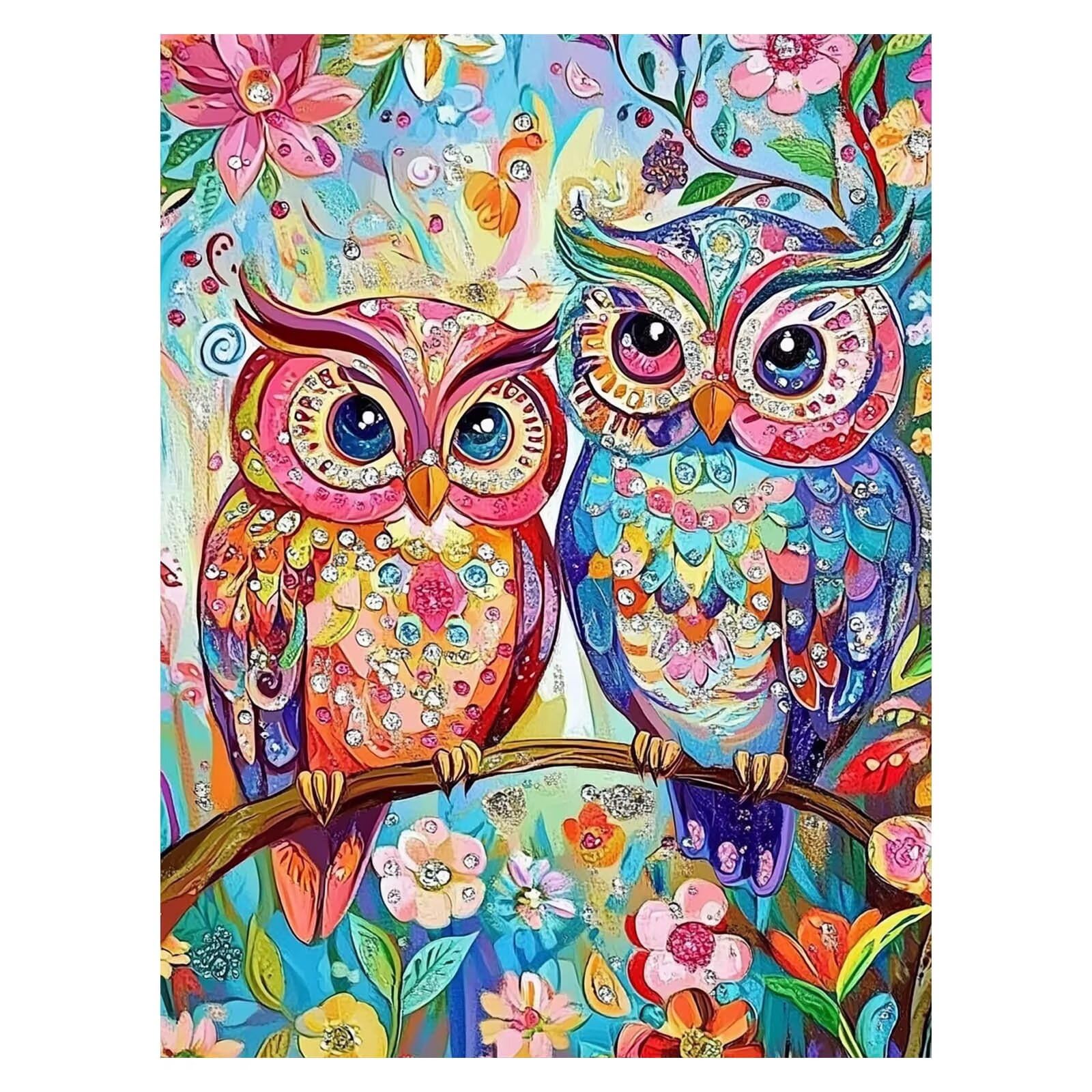 LSJ971 Malowanie po numerach, dla dorosłych, malowanie sowami po numerach, kwiat, 71 x 81 cm, hobby DIY dla dorosłych kobiet, malowanie na płótnie farbą akrylową i pędzlami, zestaw artystyczny do