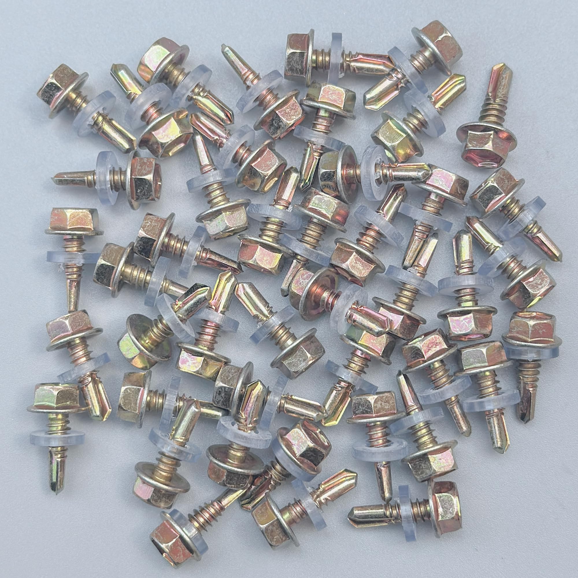 50 PCS Hexagon Self Tapping Self Drilling Screws with Pads for Metal Wooden & Plastic Sheets (M4.8 * 20mm) - Image 4