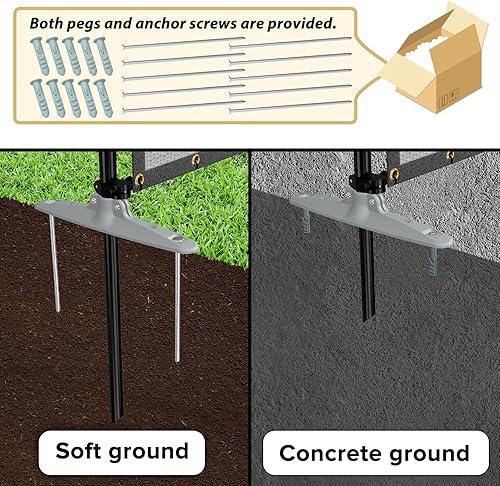 Miniatura 5 de Valla al aire libre de 6 x 24 pies, kit de cercado con postes y rieles, picos de suelo, valla de privacidad para perro, patio, piscina, jardín,