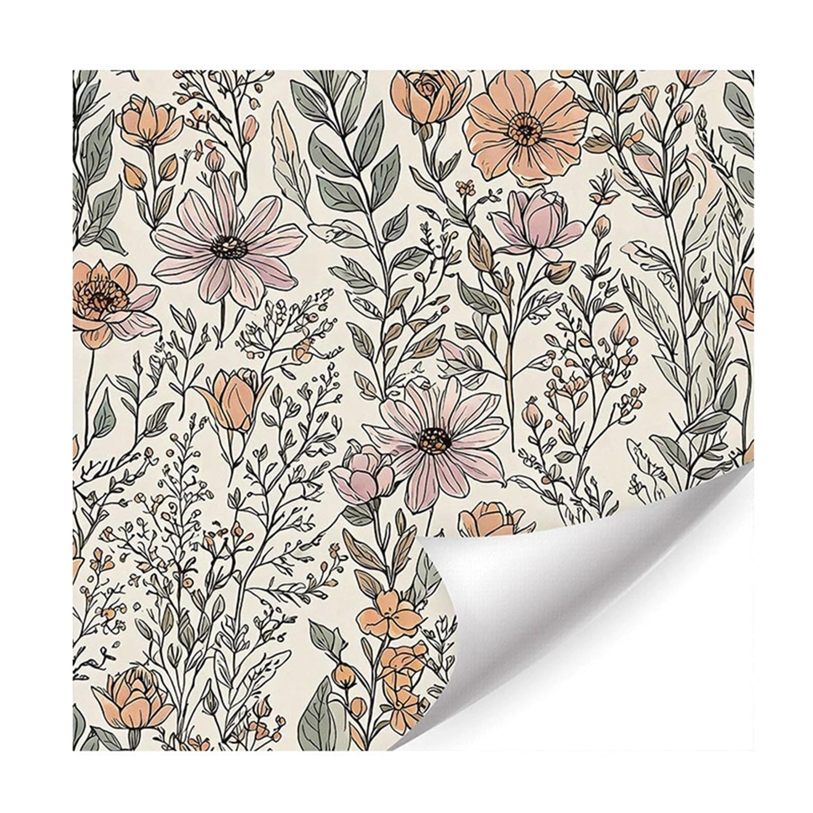 Zynqra K Floral Peel And Stic Wallpaper,Peel And Stic,Vinyl,For Bathroom Bedroom(,L300cm/118.1In*W44cm/17.3In)