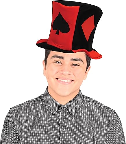 Miniatura 2 de Beistle Sombrero de tela para traje de tarjeta de casino 1 unidad negrorojo talla única 60311