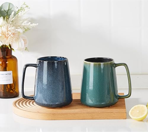 Vista 36 de Tazas de café grandes de cerámica, tazas de café de mango grande de 24 onzas, taza de té y café extra grande para oficina y hogar, aptas para azul